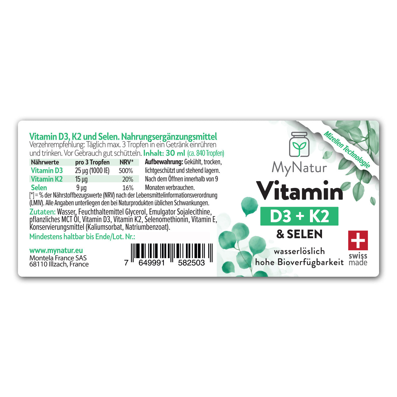 MyNatur Etikett Vitamin D3K2 30 ml
