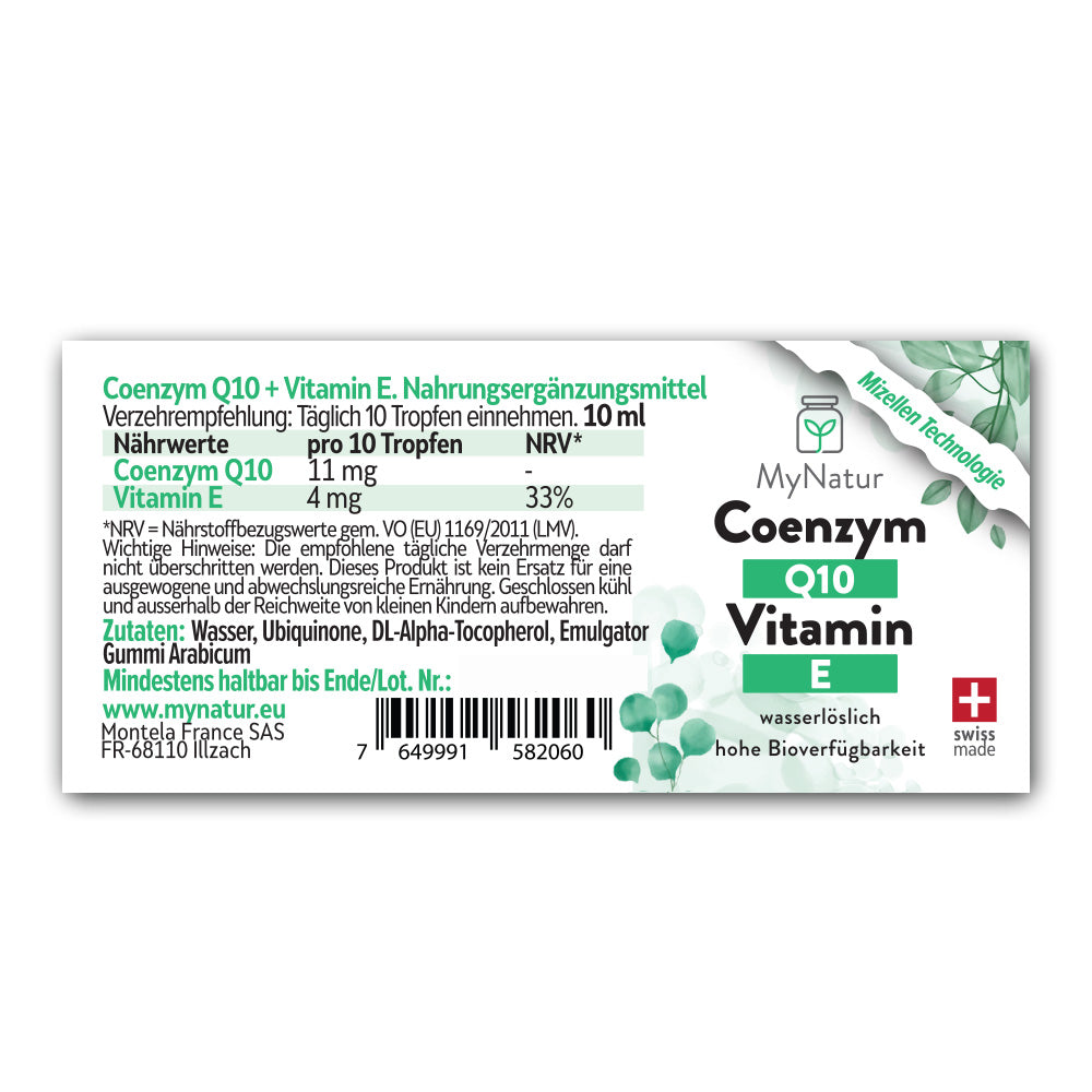 MyNatur Coenzym Q10 Vitamin E Etiketten