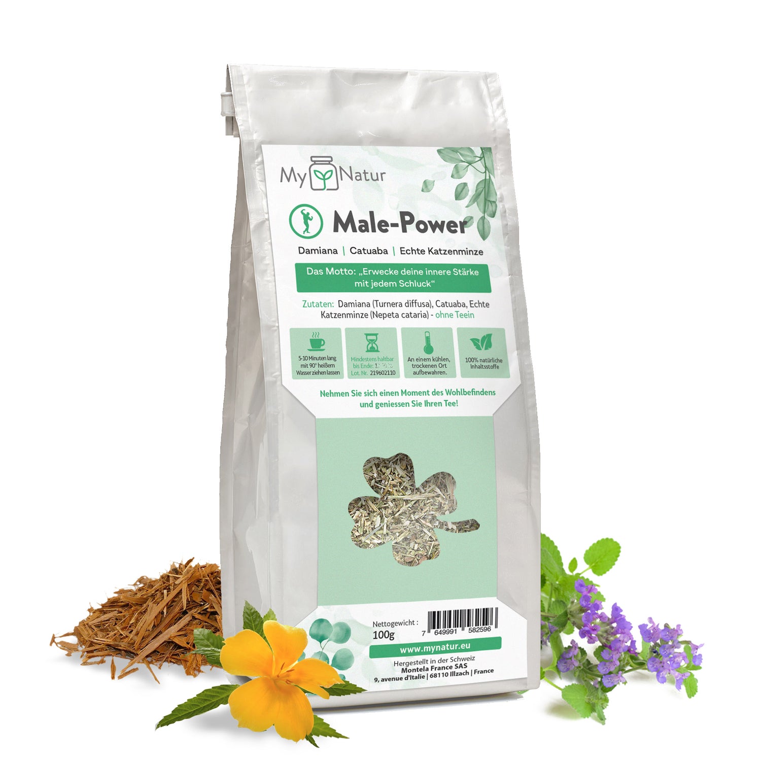 MyNatur Male Power Tee mit Damiana (Tumera diffusa), Catuaba und Echte Katzenminze (Nepeta cataria)