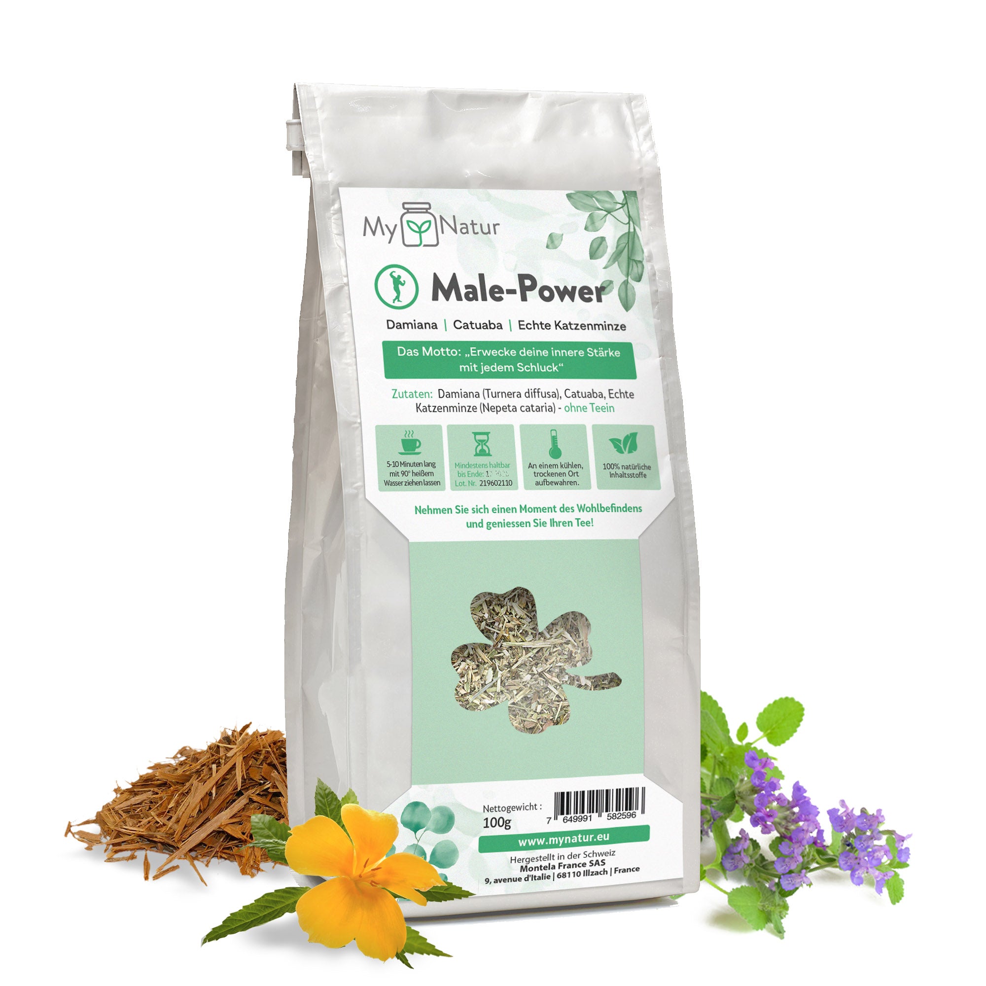 MyNatur Male Power Tee mit Damiana (Tumera diffusa), Catuaba und Echte Katzenminze (Nepeta cataria)