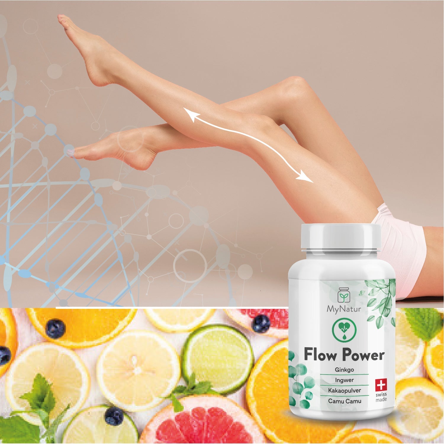 Flow Power Kapseln MyNatur mir Ginkgo Ingwer Kakaopulver Camu Camu