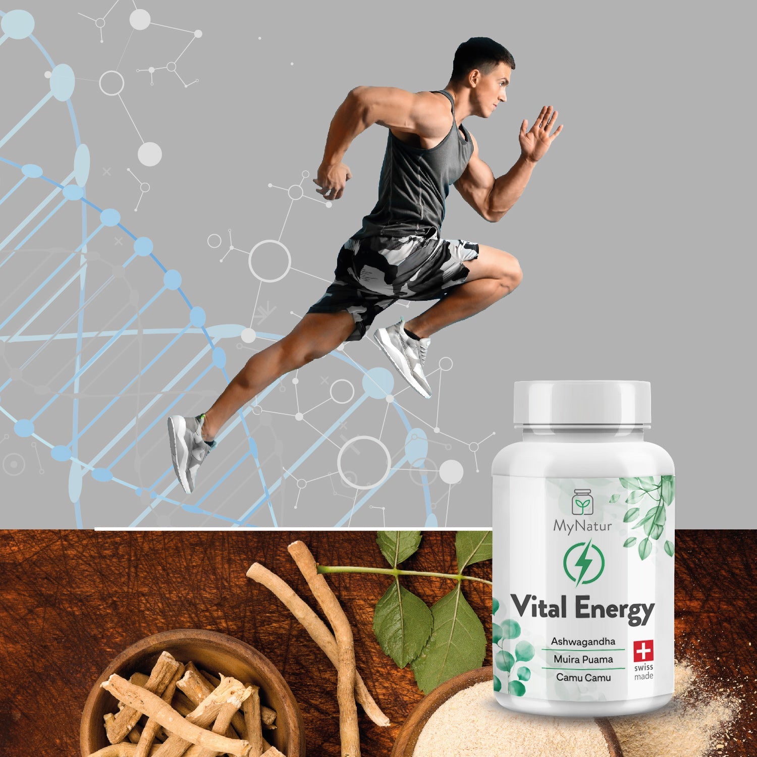 Vital Energy Kapseln MyNatur mit Ashwagandha Muira Puama Camu Camu
