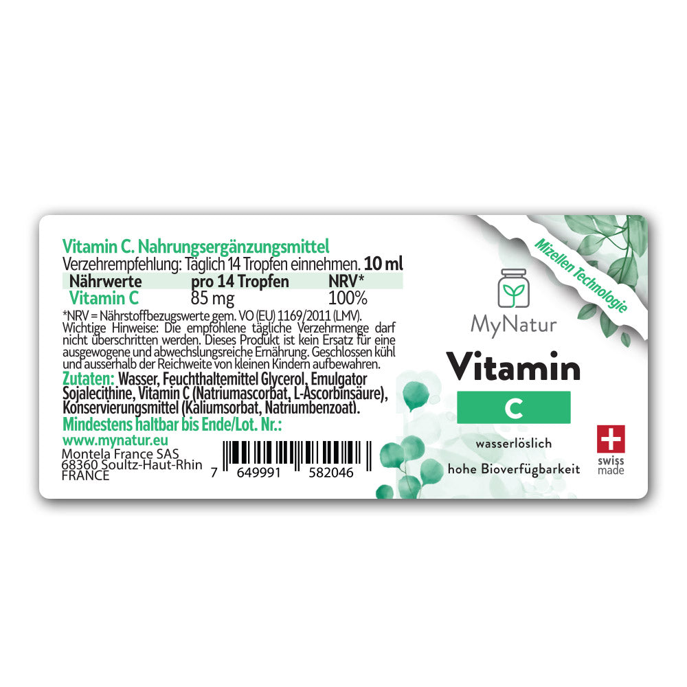 Vitamin C Mizellen MyNatur Hohe Bioverfügbarkeit Etikette