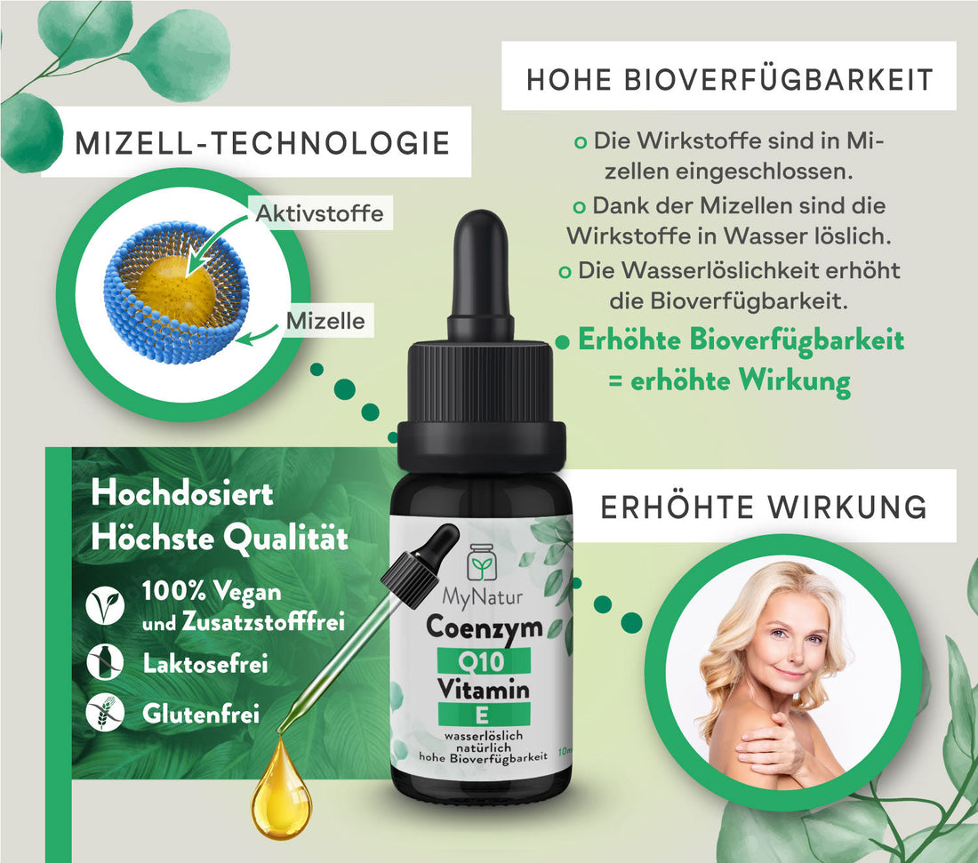 Vorteile und Wirkungen von Coenzym Q10 und Vitamin E und der Mizellentechnologie